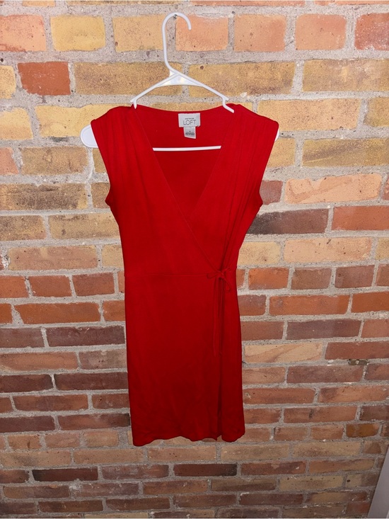 LOFT Dresses & Skirts - LOFT Red Sleeveless Wrap Midi Dress